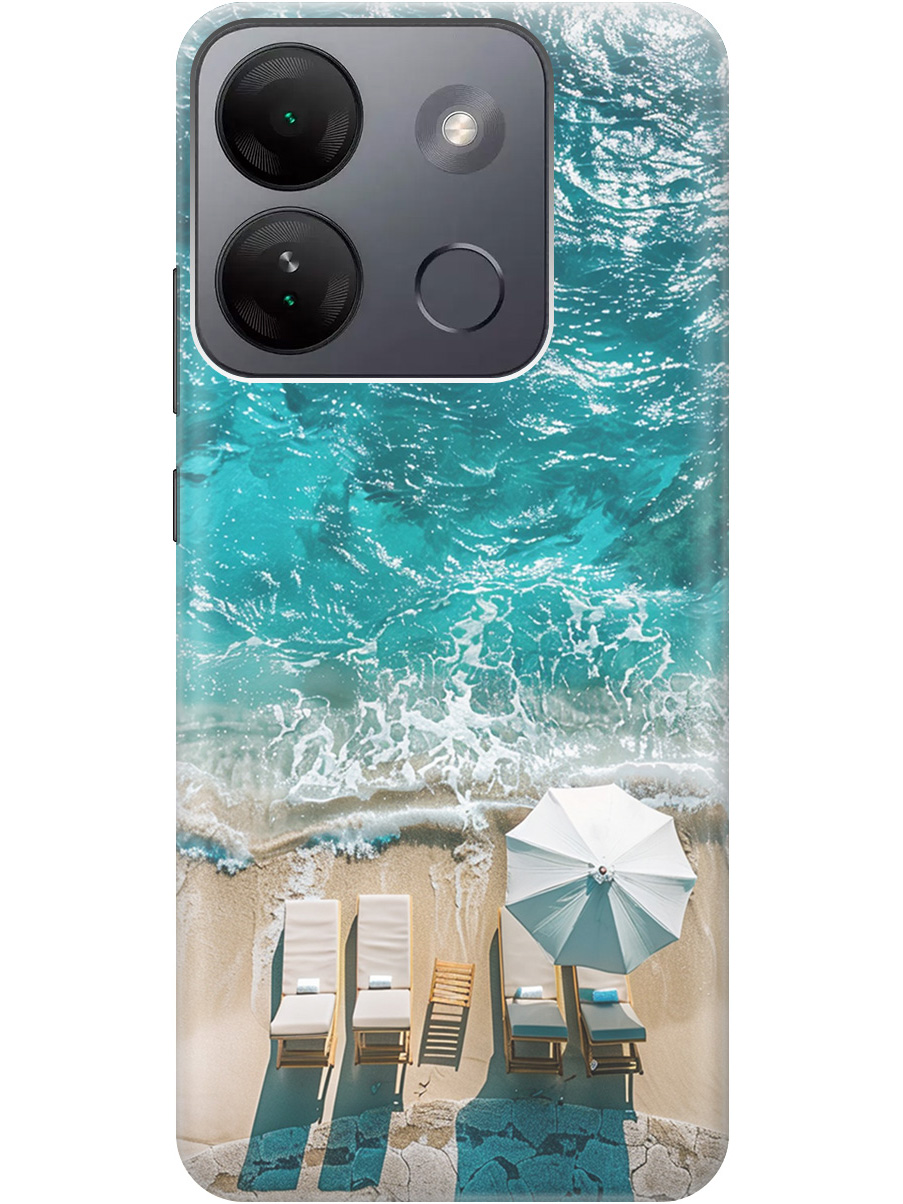

Силиконовый чехол на Infinix Smart 7 HD с принтом "Лазурное море", Прозрачный;голубой;бежевый, 769392041