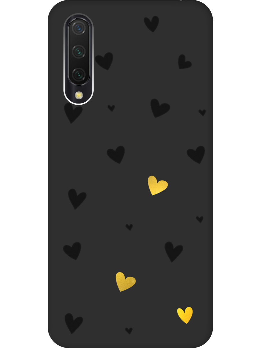 

Силиконовый чехол на Xiaomi Mi 9 Lite / CC9 с принтом "Черные сердечки" матовый черный, Черный;золотистый, 721722591