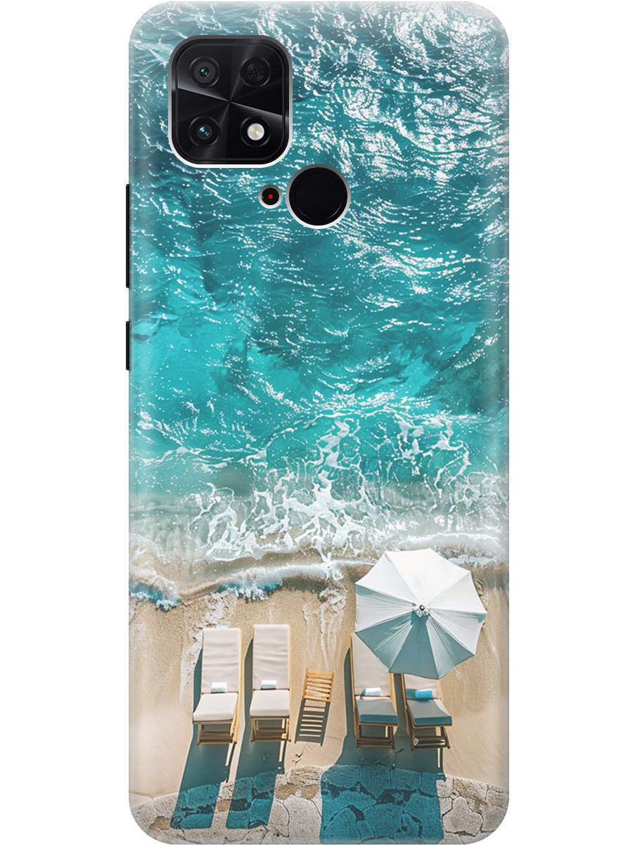 

Силиконовый чехол на Xiaomi Poco C40 с принтом "Лазурное море", Прозрачный;голубой;бежевый, 740187941