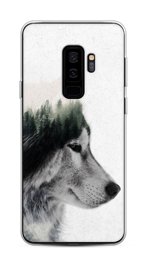 

Чехол на Samsung Galaxy S9 Plus "Волк лес", Серый;белый, 25850-1