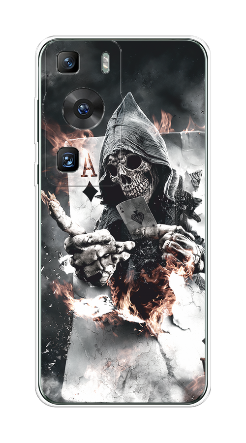 

Чехол на Huawei P60/P60 Pro "Карты черепа в капюшоне", Белый;серый, 6121150-1