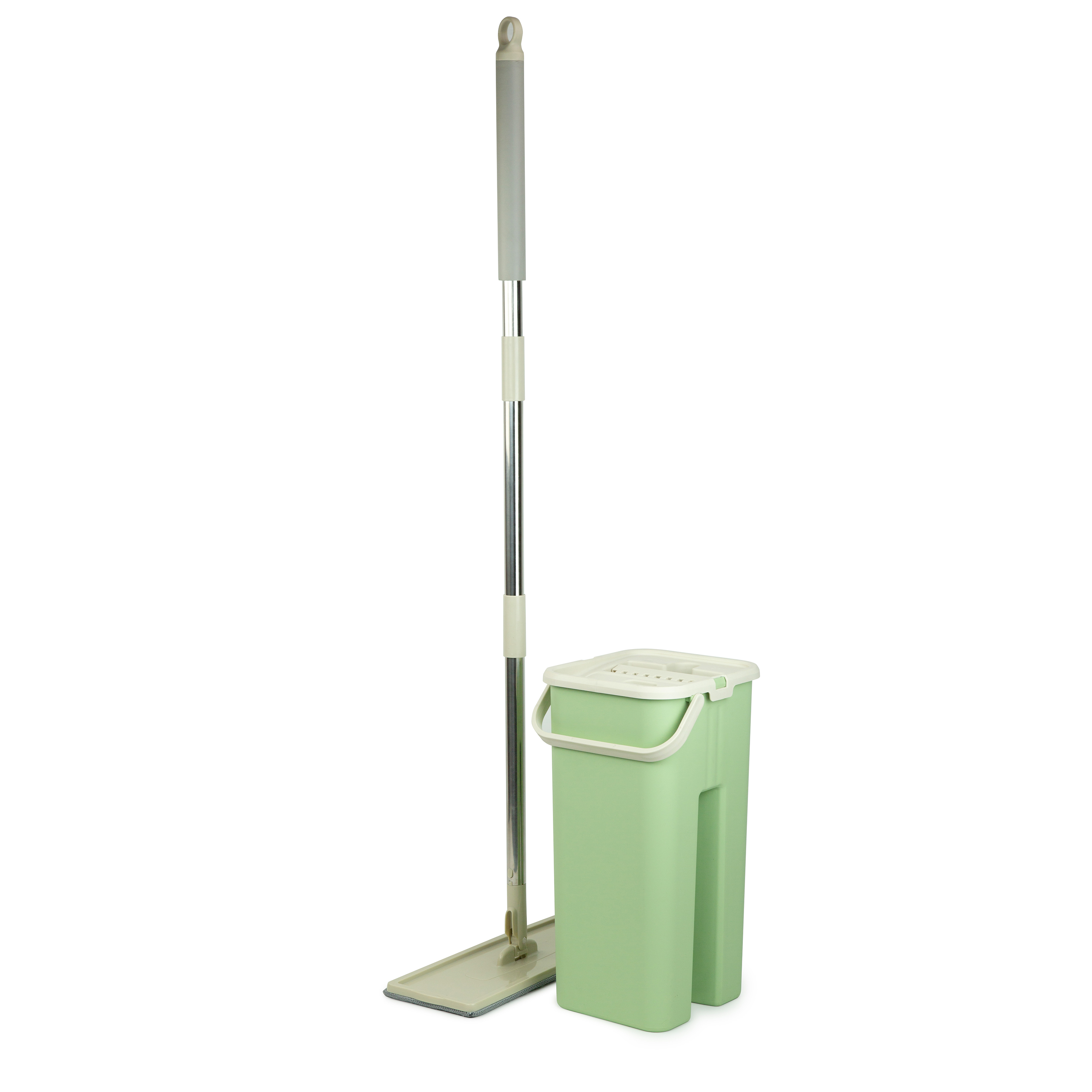 фото Швабра с отжимом и ведром, комплект для уборки verde magic compact, оливковый