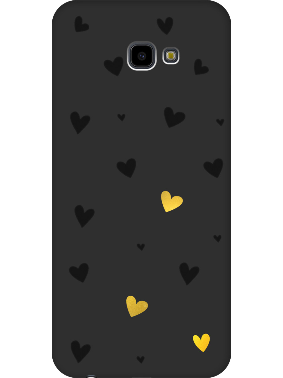 

Силиконовый чехол на Samsung Galaxy J4+ с принтом "Черные сердечки" матовый черный, Черный;золотистый, 719355791