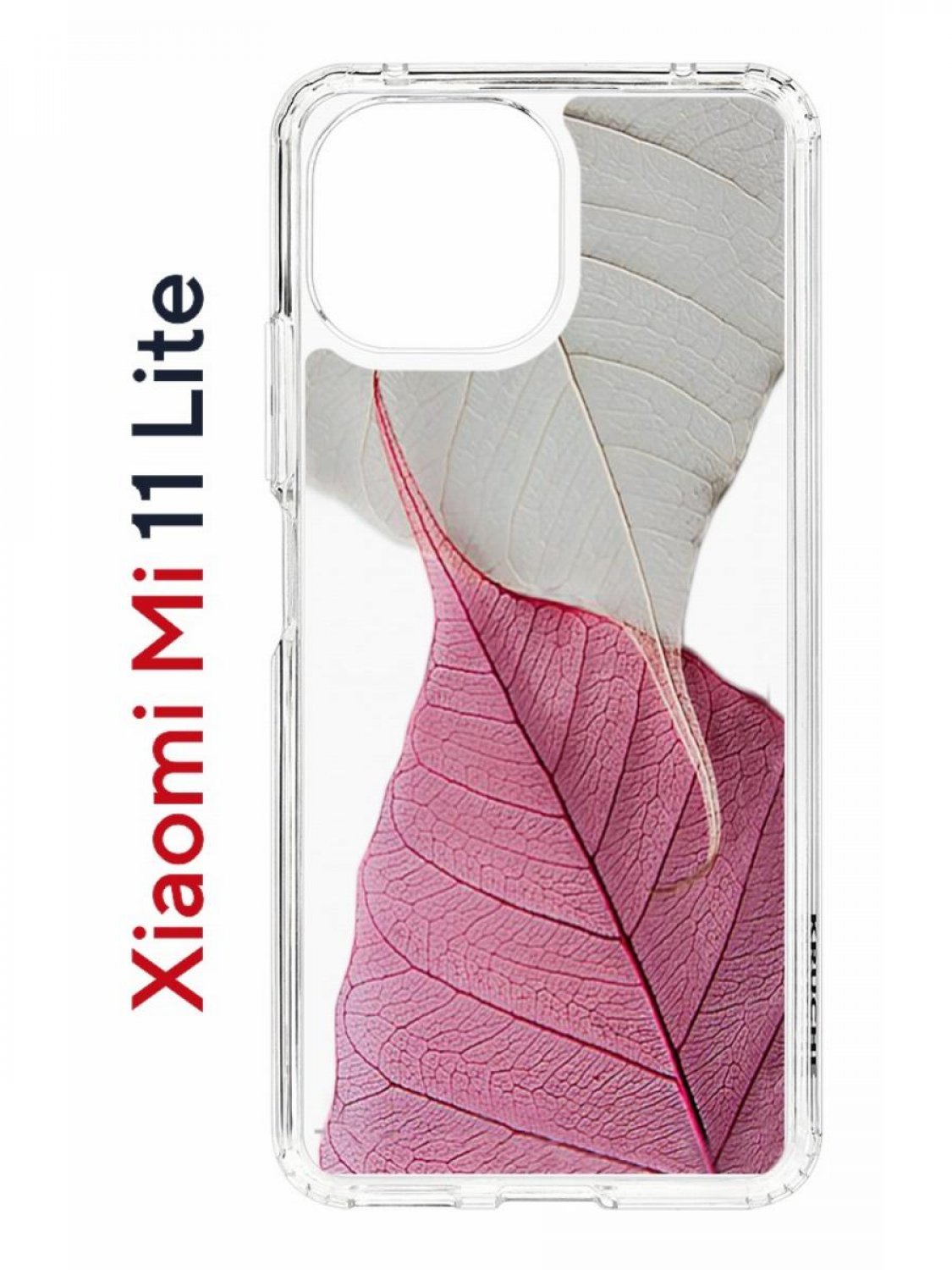 Чехол на Xiaomi Mi 11 Lite Kruche Print Pink and white,противоударный бампер с принтом