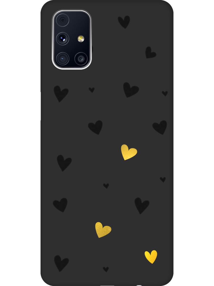 

Силиконовый чехол на Samsung Galaxy M31S с принтом "Черные сердечки" матовый черный, Черный;золотистый, 723348291