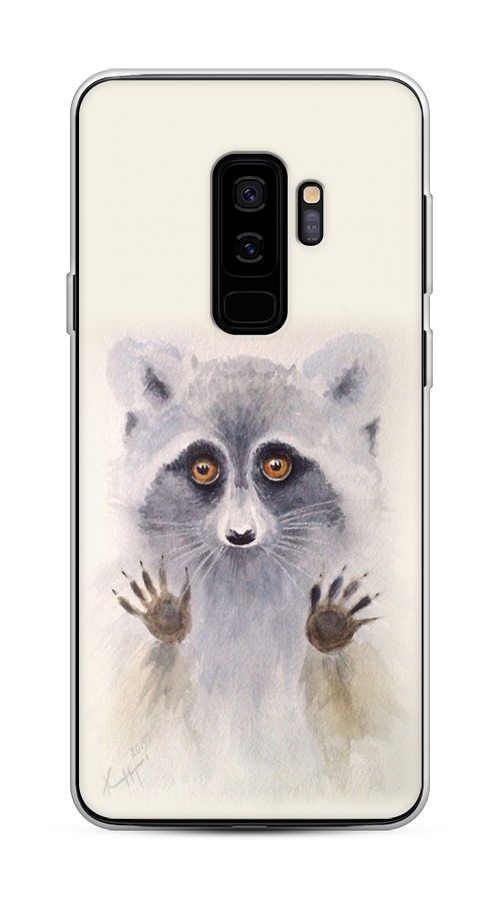 

Чехол на Samsung Galaxy S9 Plus "Енот за стеклом", Бежевый;серый, 25850-4