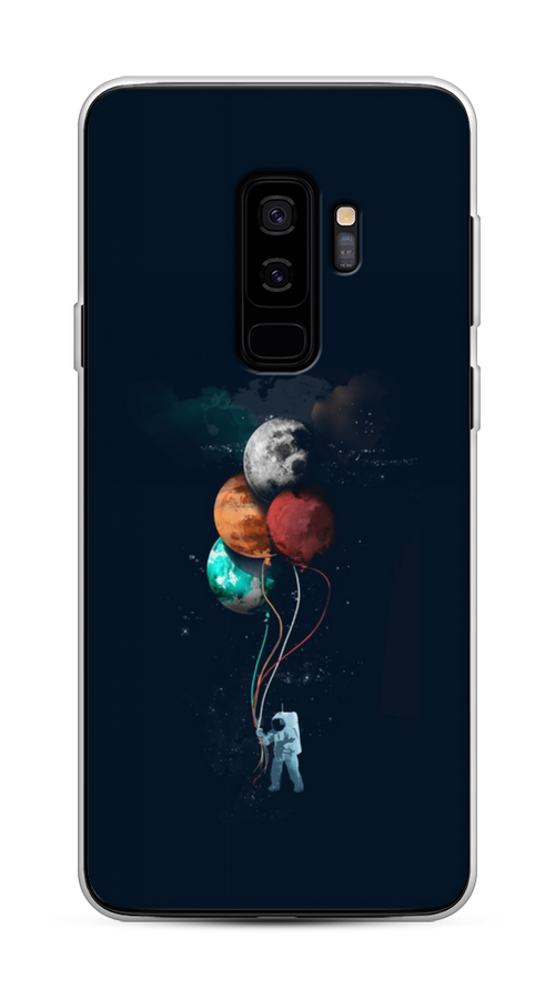 

Чехол на Samsung Galaxy S9 Plus "Космонавт с шариками", Разноцветный, 25850-4