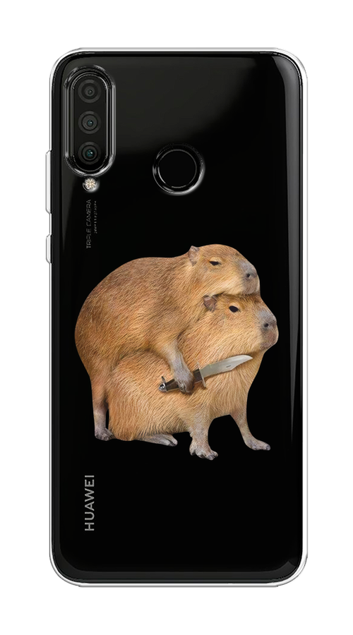 

Чехол на Huawei P30 Lite/Honor 20S/20 Lite 2020 "Капибара с ножом", Бежевый, 611250-1