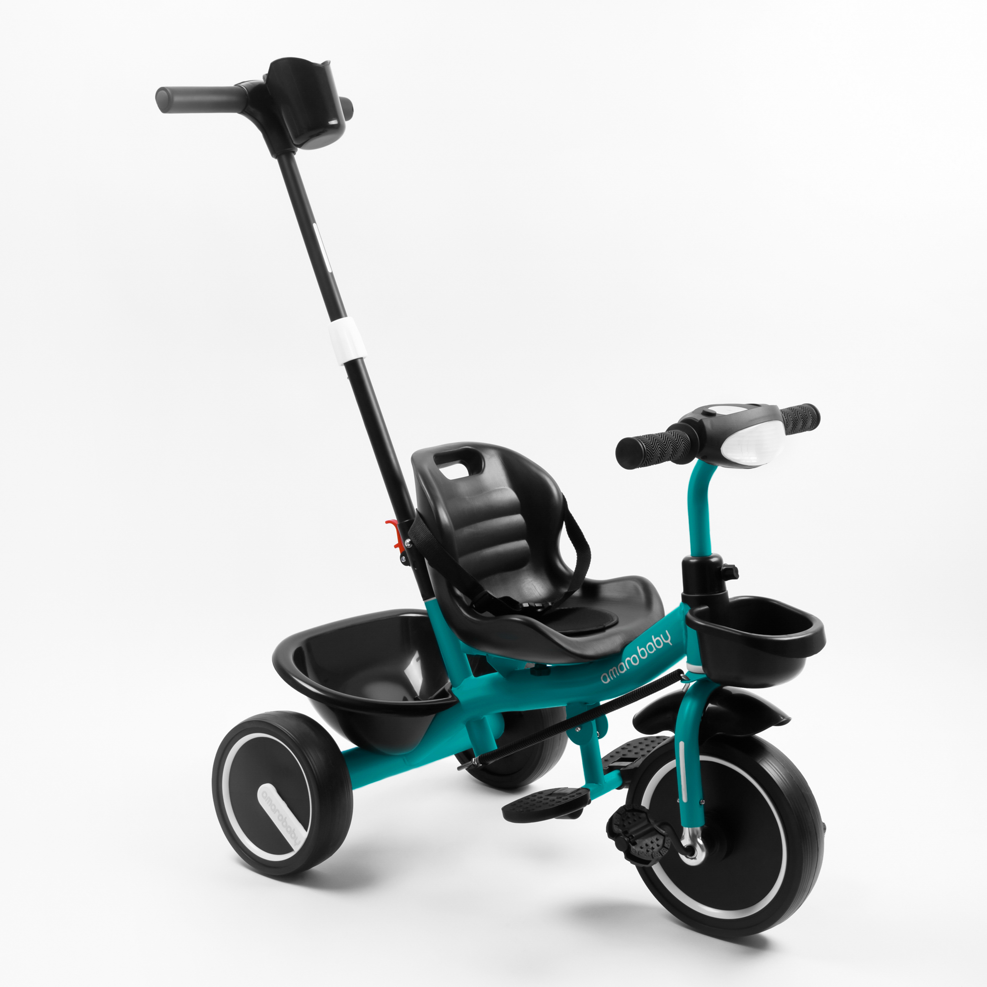 

Велосипед детский трехколесный с ручкой AMAROBABY STREET RIDER, бирюзовый, AB22-36SR