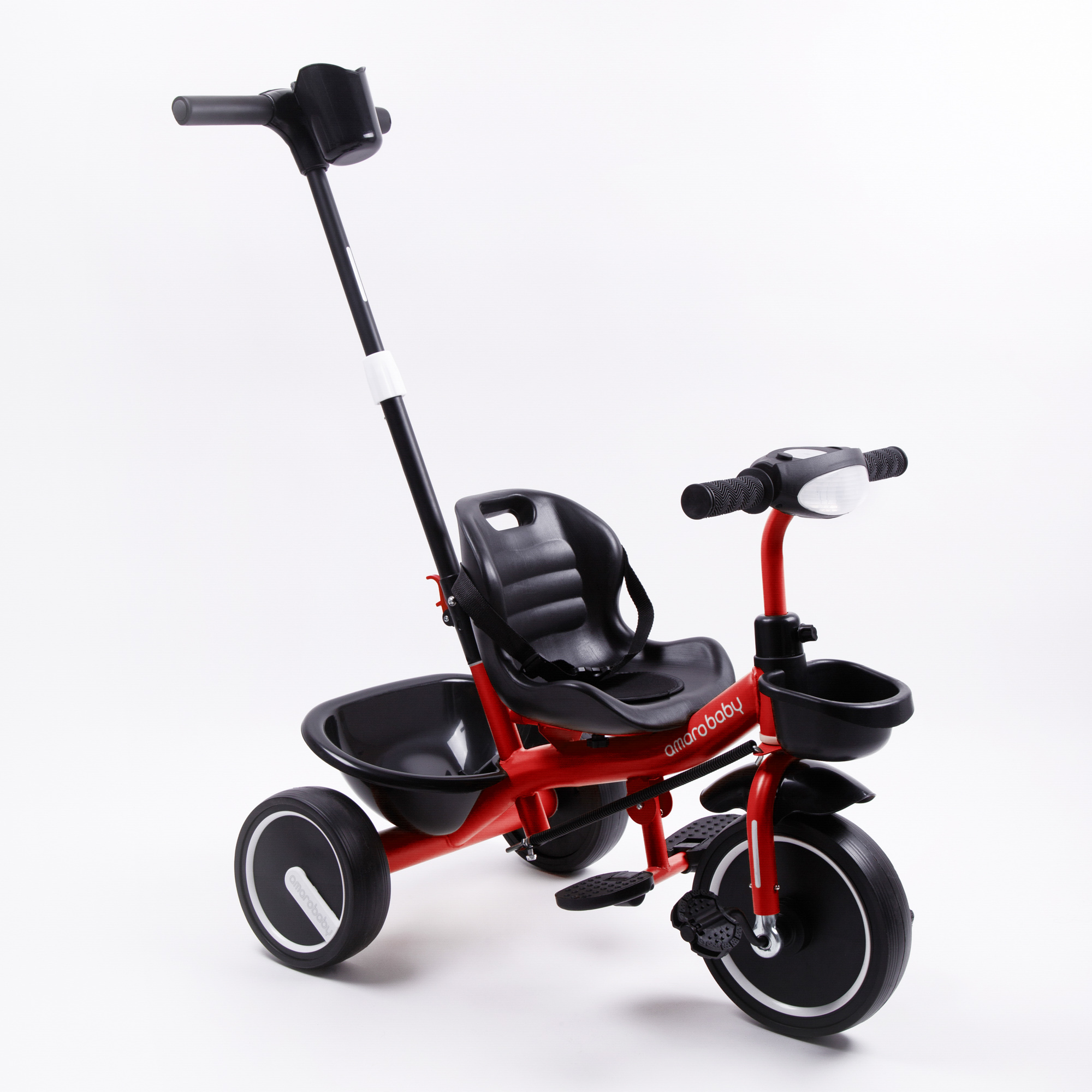 

Велосипед детский трехколесный с ручкой AMAROBABY STREET RIDER, красный, AB22-36SR