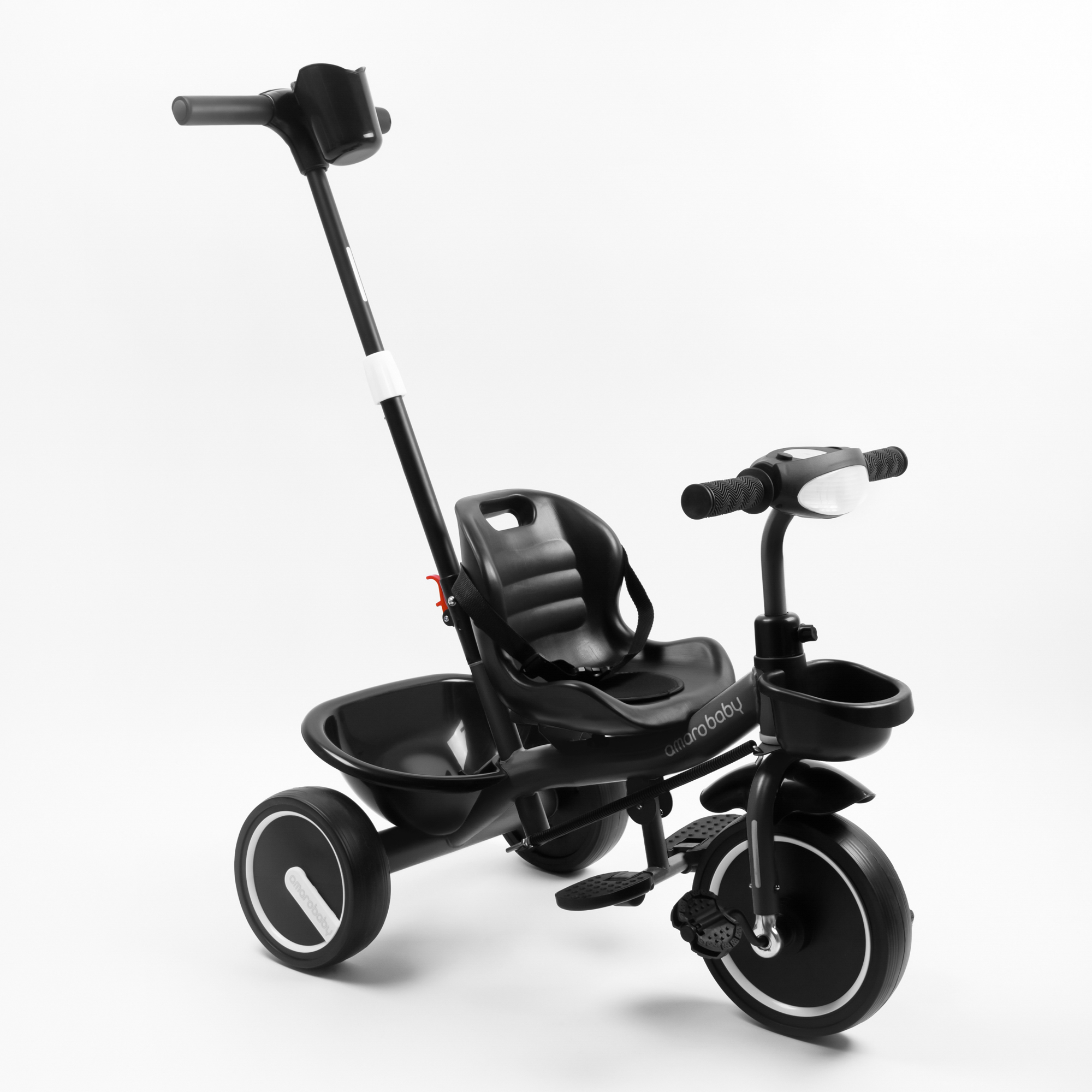 

Велосипед детский трехколесный с ручкой AMAROBABY STREET RIDER, чёрный, AB22-36SR