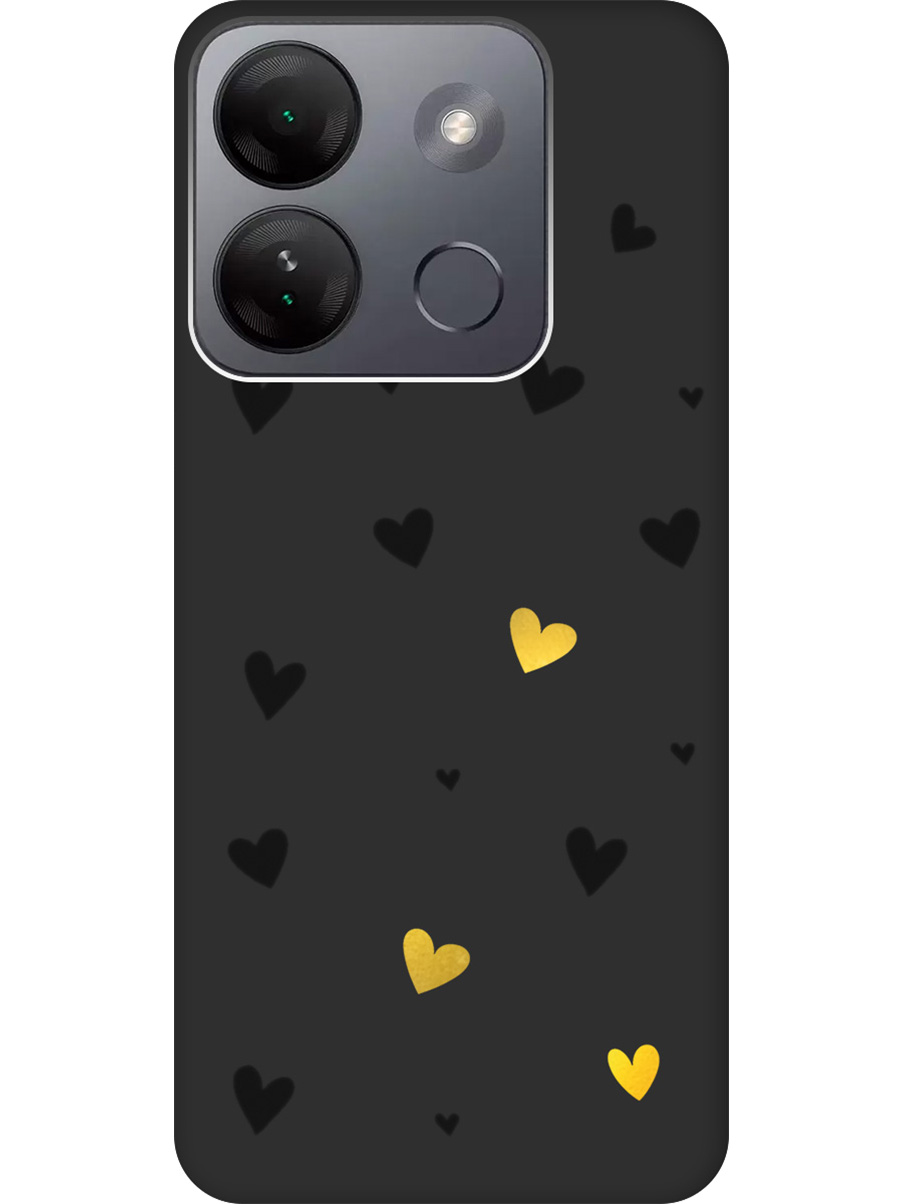 

Силиконовый чехол на Infinix Smart 7 HD с принтом "Черные сердечки" матовый черный, Черный;золотистый, 769392091