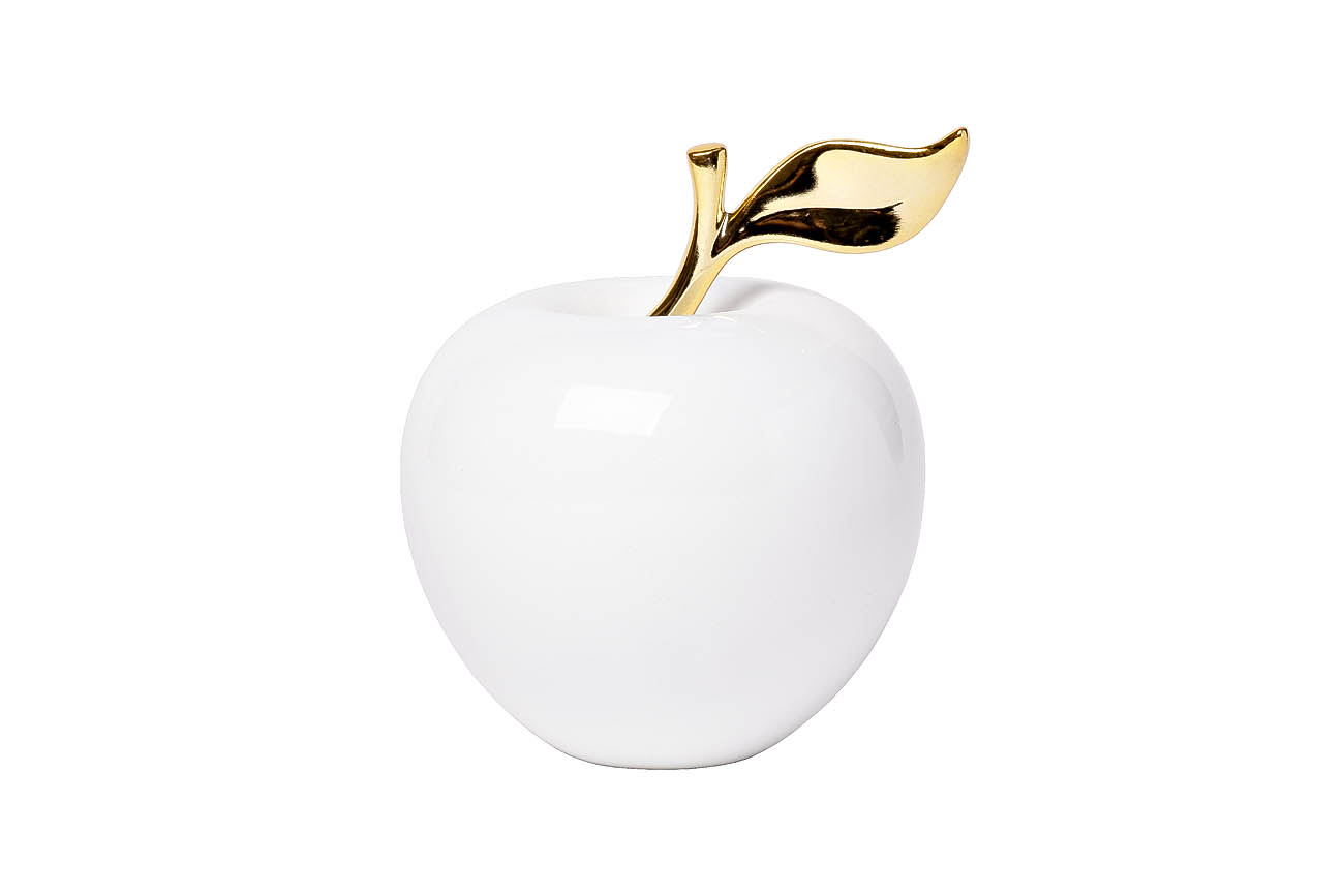 фото Статуэтка яблоко белая с золотом 10x12,5x10 см garda decor