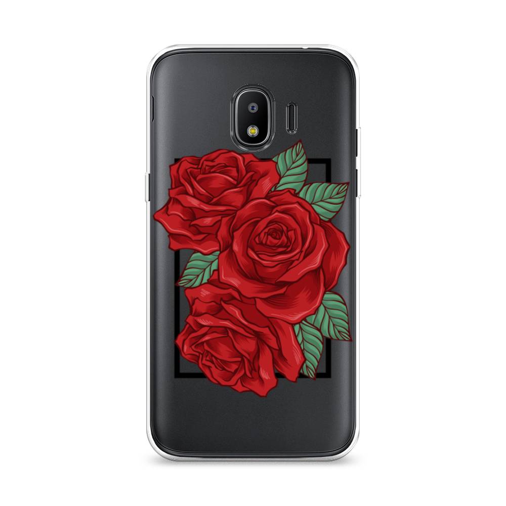 

Чехол на Samsung Galaxy J2 2018 "Три алые розы", Красный, 25650-2