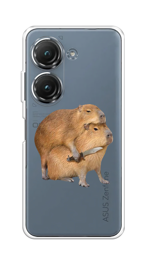 

Чехол на Asus ZenFone 9/ZenFone 10 "Капибара с ножом", Бежевый, 44950-1