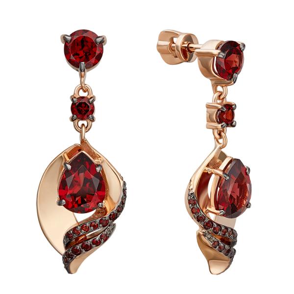 

Серьги подвески из красного золота PLATINA jewelry 02-5182-00-204-1110, гранат, 02-5182-00-204-1110