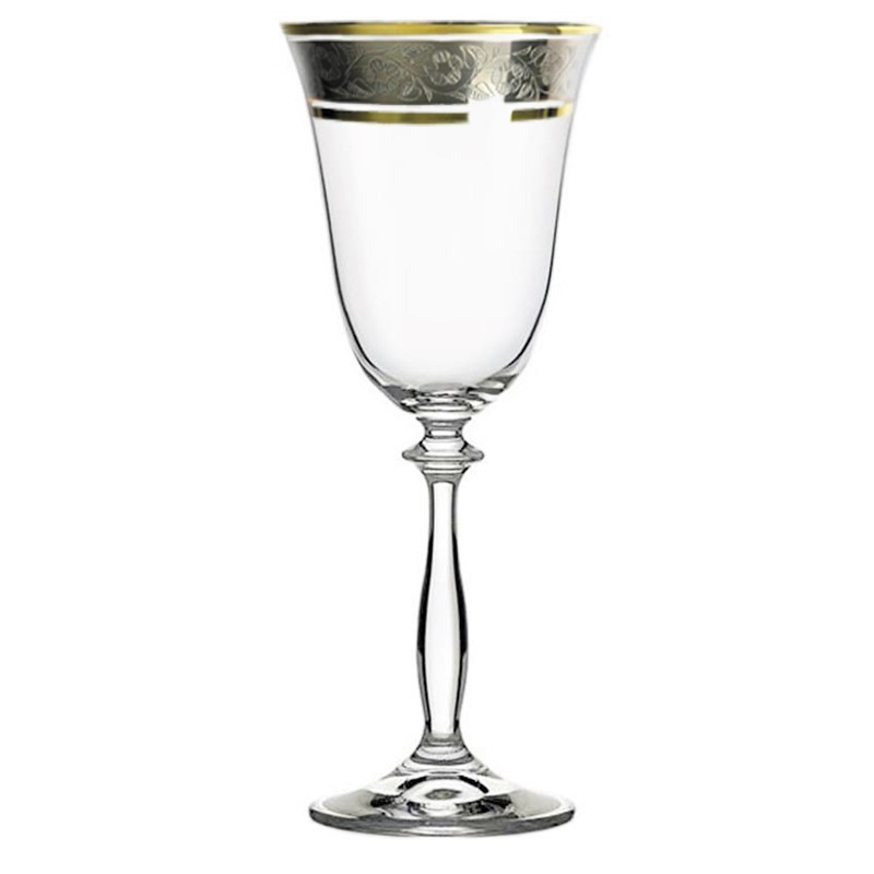 

Рюмки для вина Crystal Bohemia Angela Нижнее панто платиновая полоса 250 мл 6 шт, Прозрачный;серебристый