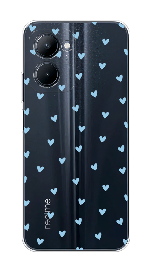

Чехол на Realme C33 "Голубые сердечки паттерн", Голубой;прозрачный, 2511350-1