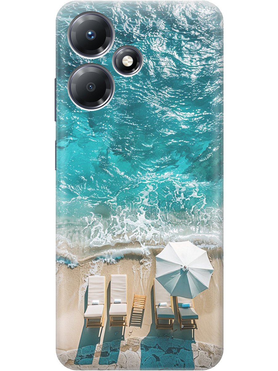 

Силиконовый чехол на Infinix Hot 30 Play с принтом "Лазурное море", Прозрачный;голубой;бежевый, 773941041