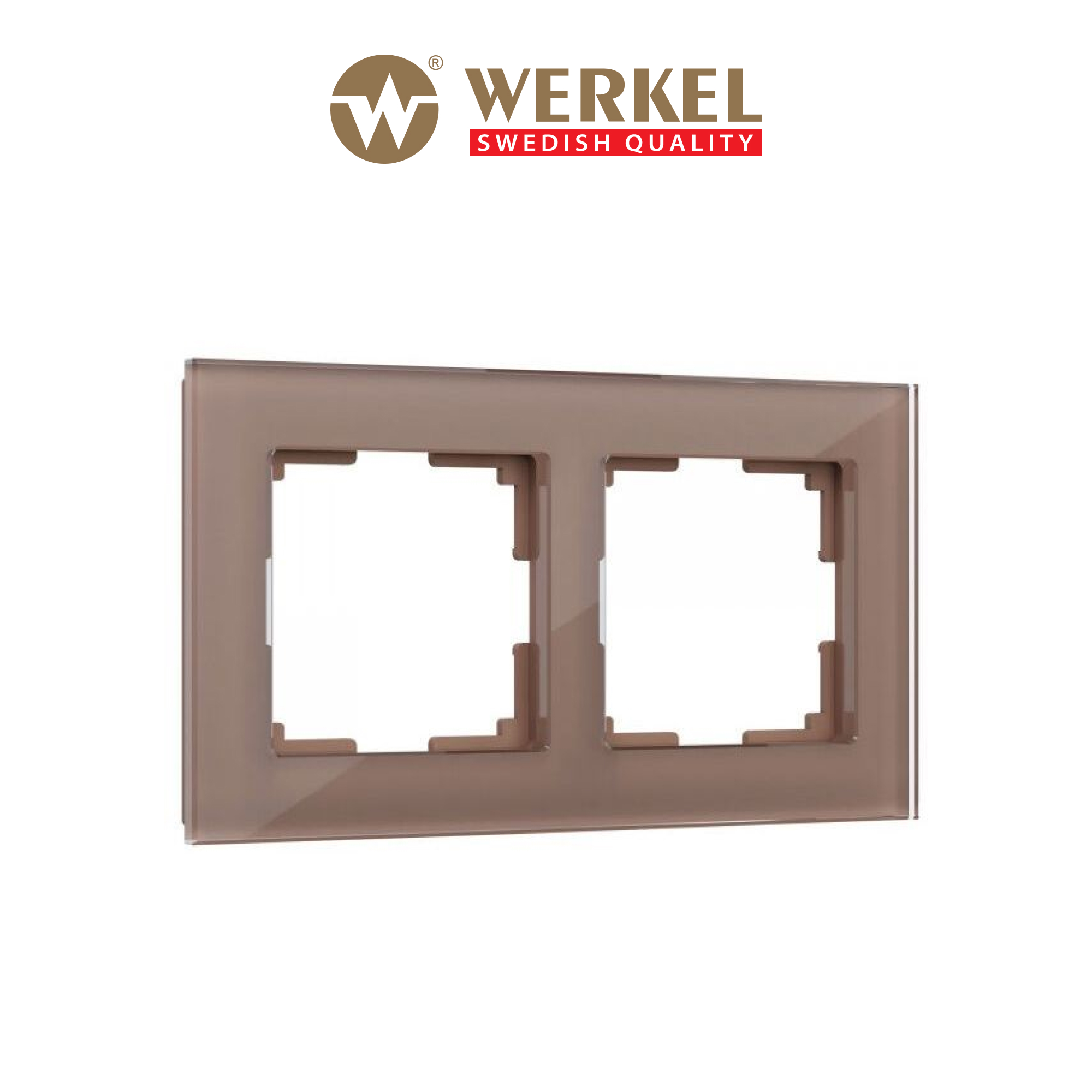 

Рамка для розетки / выключателя на 2 поста Werkel W0021142 Favorit латте стекло, Коричневый, Favorit