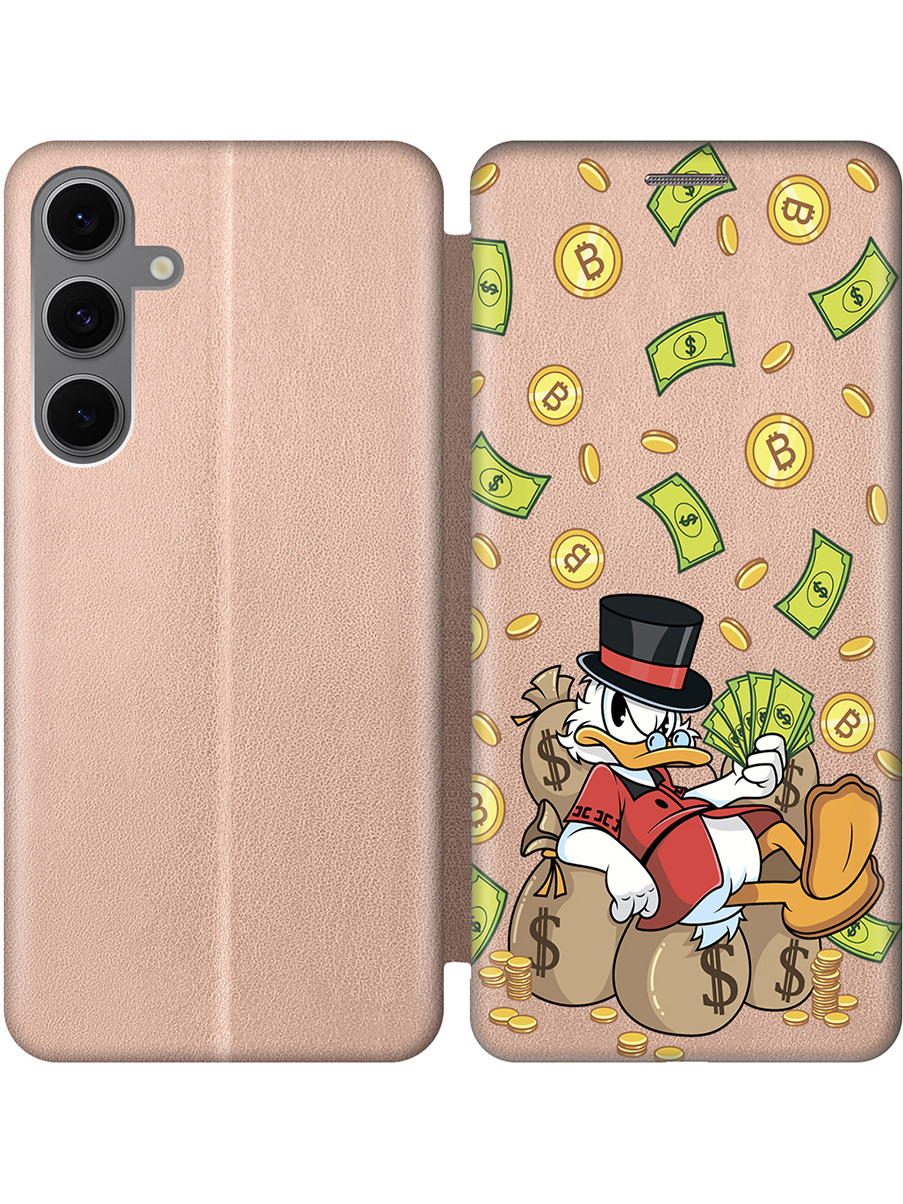 

Чехол-книжка на Samsung Galaxy S24 FE с принтом "Богатый Скрудж" золотой, Золотистый;прозрачный;белый;зеленый, 786718171