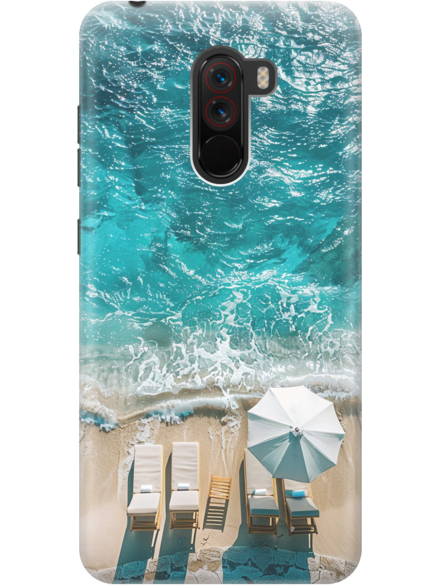 

Силиконовый чехол на Xiaomi Pocophone F1 с принтом "Лазурное море", Прозрачный;голубой;бежевый, 719373341