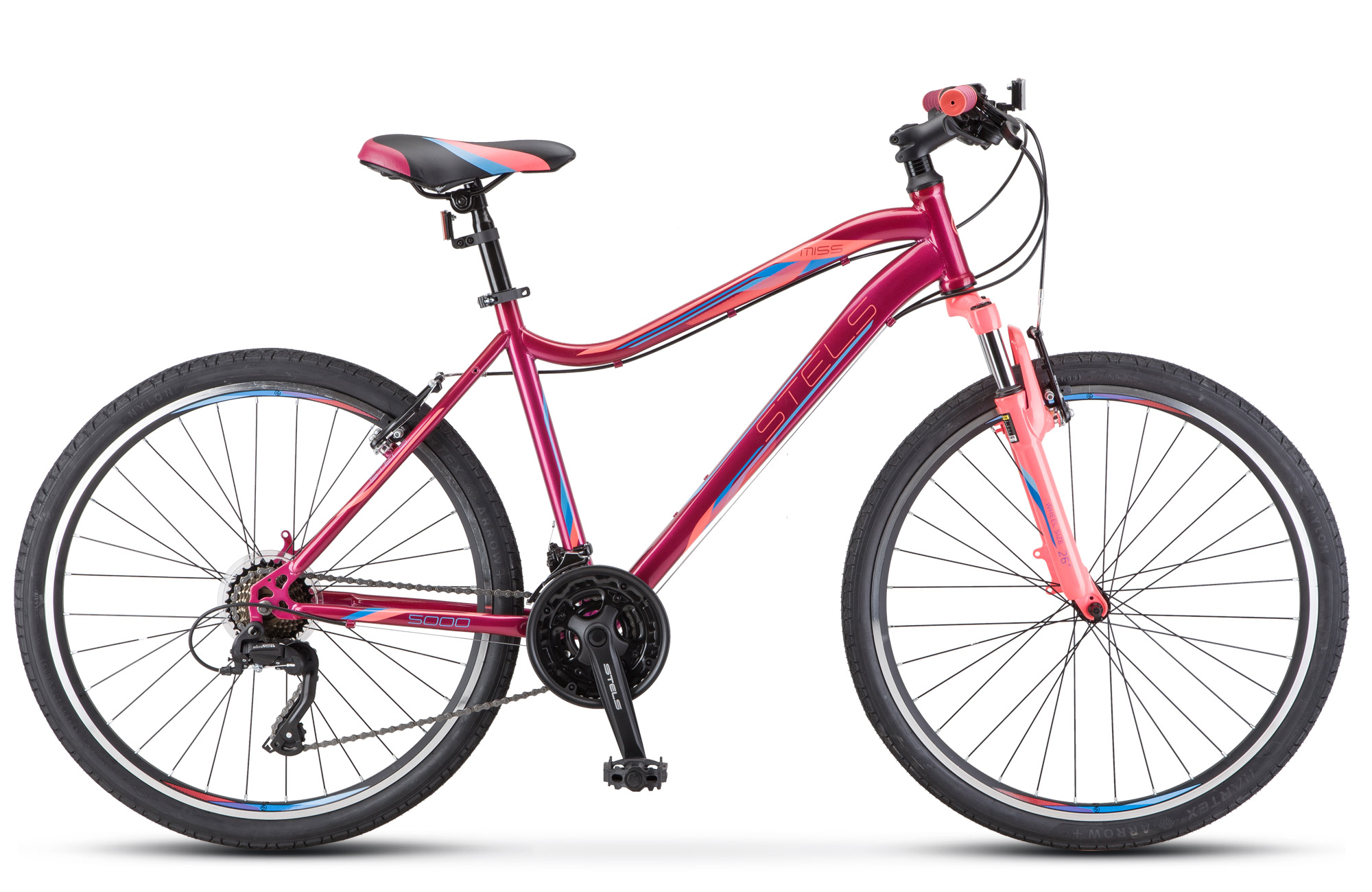 Велосипед STELS MISS-5000 V 26, колесо 26'', рост 18'', сезон 2023-2024, вишневый розовый