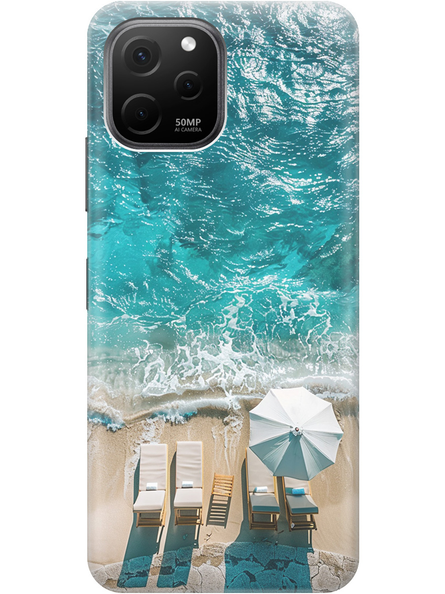 

Силиконовый чехол на Huawei nova Y61 с принтом "Лазурное море", Прозрачный;голубой;бежевый, 762098541