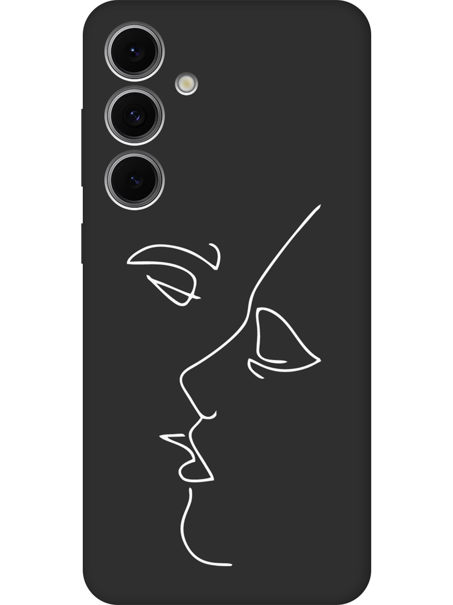 

Силиконовый чехол на Samsung Galaxy S24 FE с принтом "Лица" матовый черный, Черный;белый, 786718161