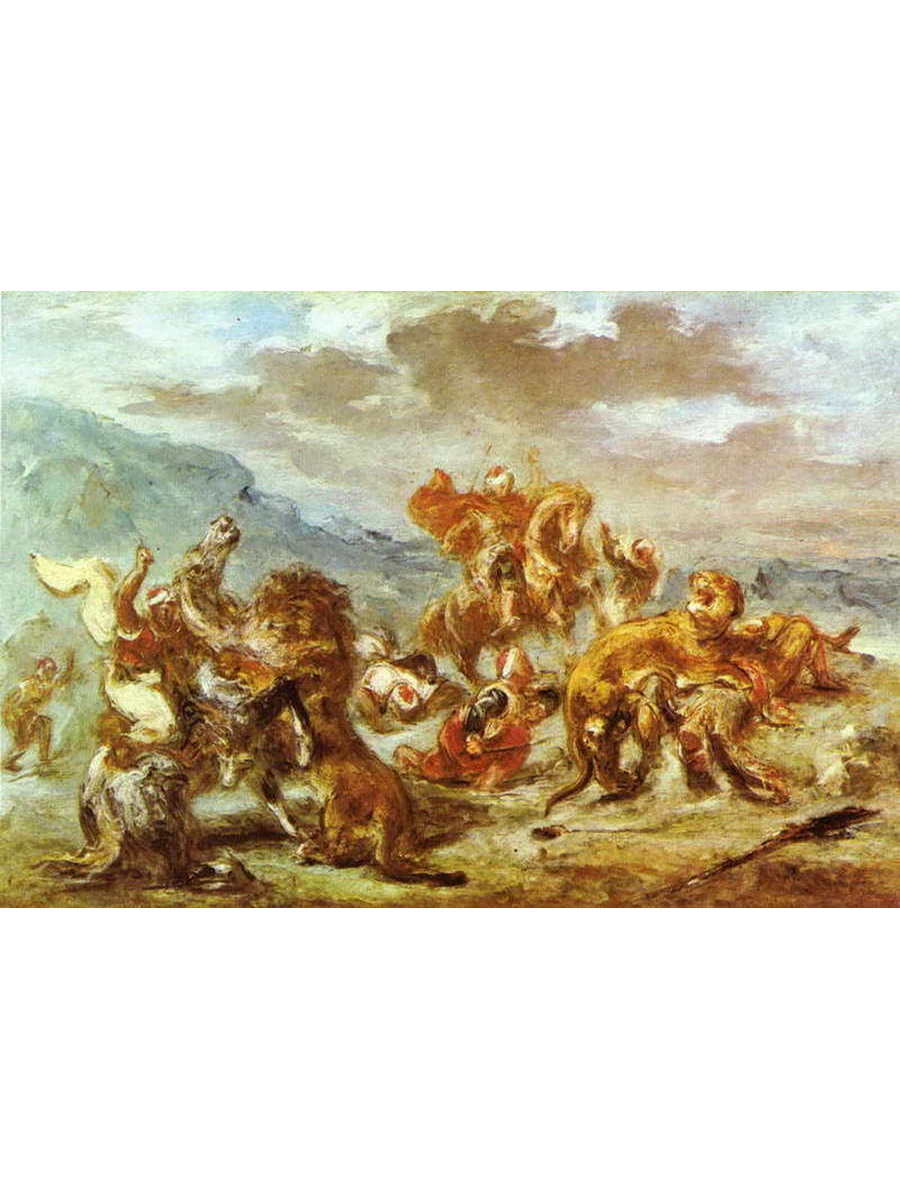 

Постер DRABS A2 Делакруа Эжен 1798 - 1863 Охота на львов