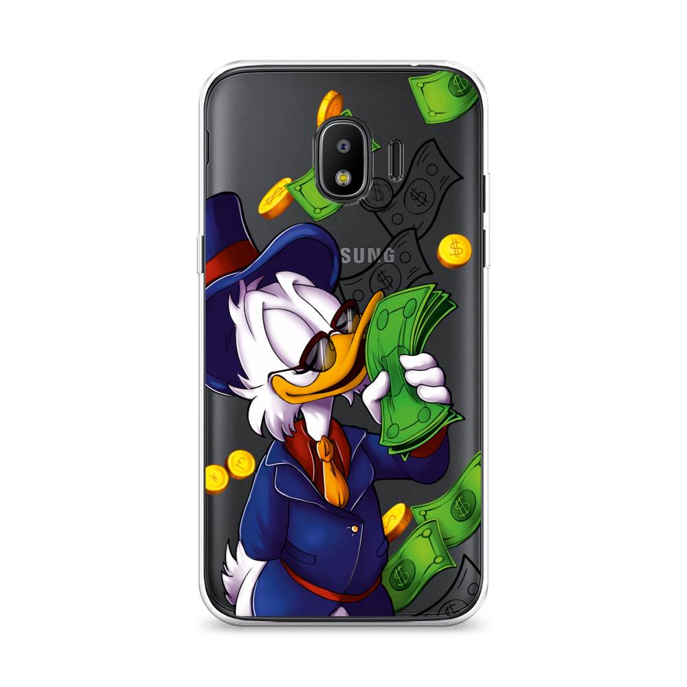 

Чехол на Samsung Galaxy J2 2018 "Scrooge McDuck with Money", Синий;зеленый;белый, 25650-6