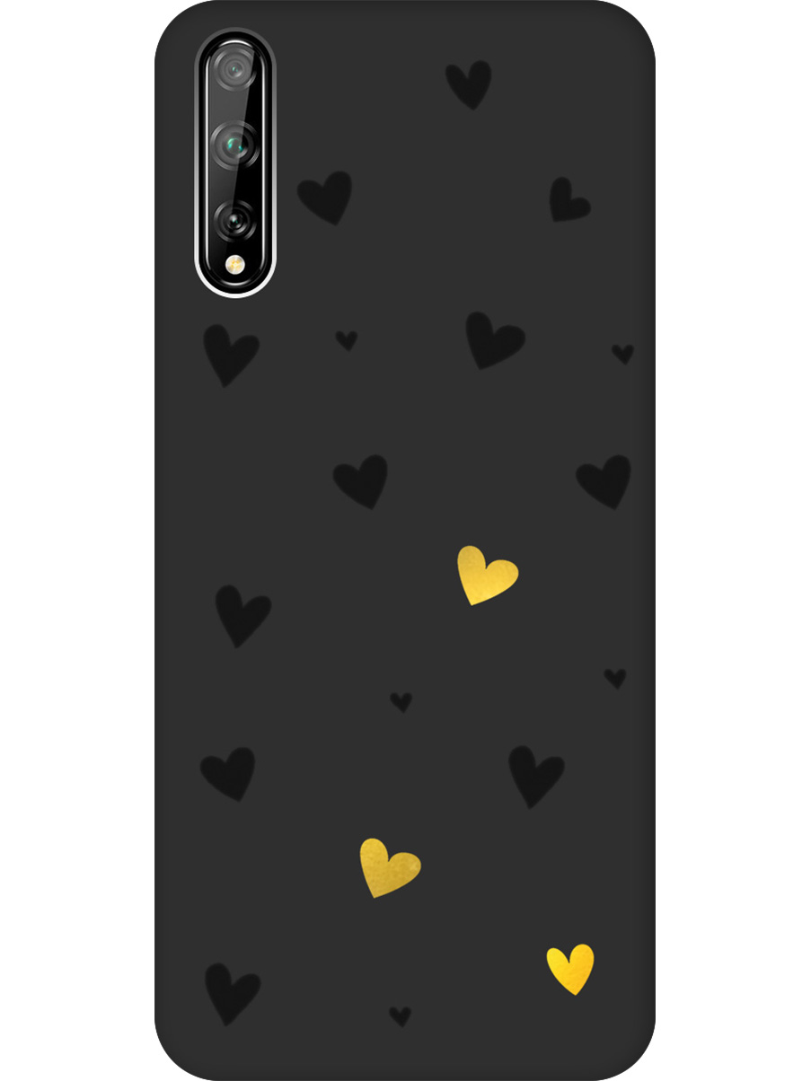 

Силиконовый чехол на Honor 30i / Huawei Y8P с принтом "Черные сердечки" матовый черный, Черный;золотистый, 723101191