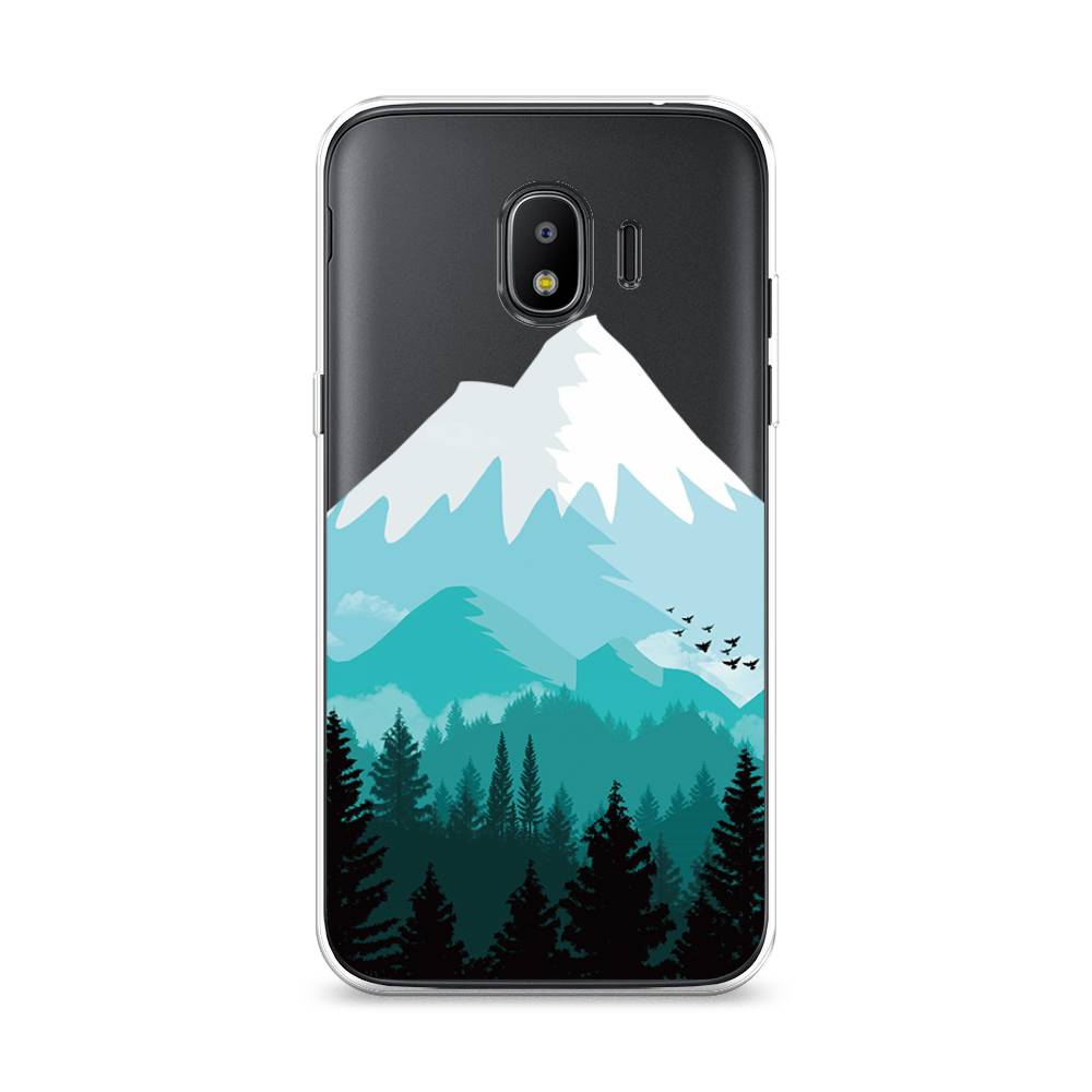 

Чехол на Samsung Galaxy J2 2018 "Синяя снежная гора", Белый;голубой, 25650-2