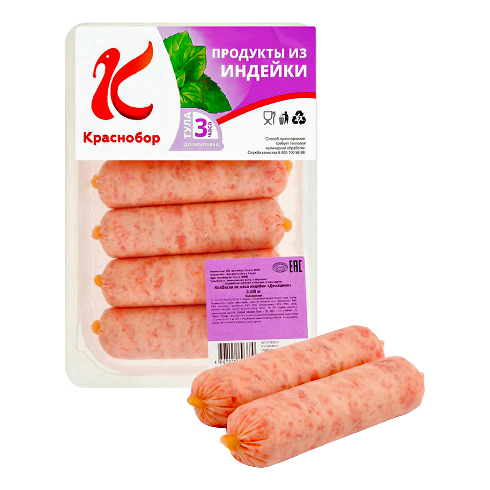 

Колбаски из индейки Краснобор Домашние охлажденные 430 г