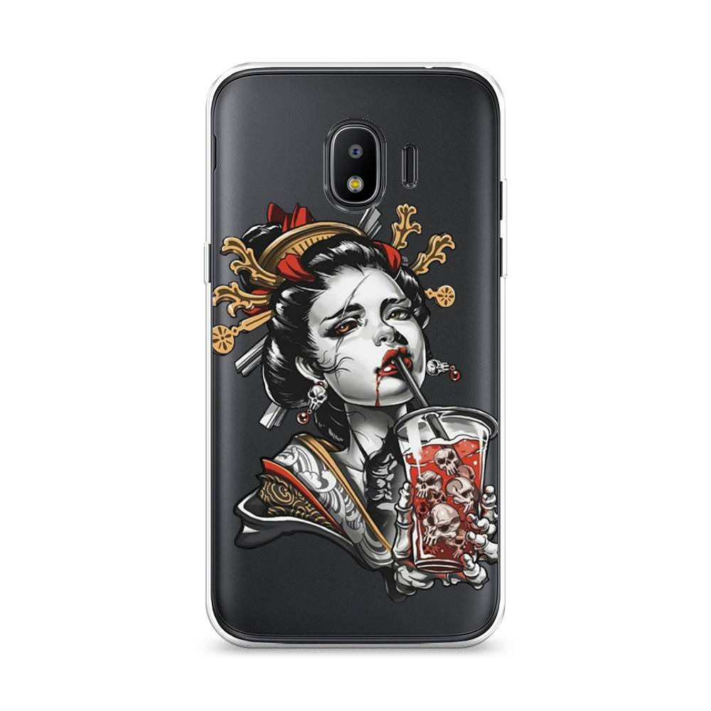 

Чехол на Samsung Galaxy J2 2018 "Опасная гейша", Красный;черный;серый, 25650-4