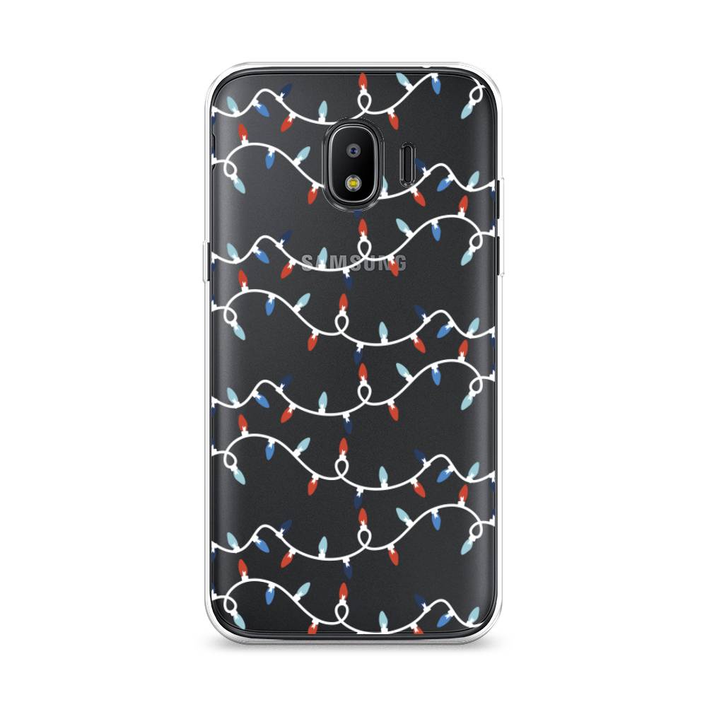 

Чехол на Samsung Galaxy J2 2018 "Разноцветная гирлянда", Белый;красный;синий, 25650-5
