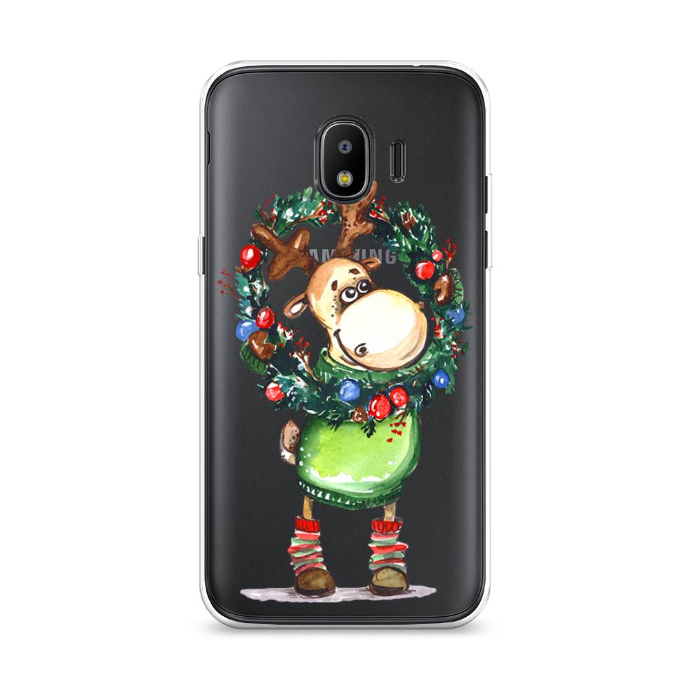 

Чехол на Samsung Galaxy J2 2018 "Олень с новогодним венком", 25650-4