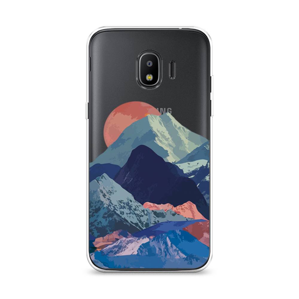 

Чехол на Samsung Galaxy J2 2018 "Закат в снежных горах", Красный;серый;голубой, 25650-2