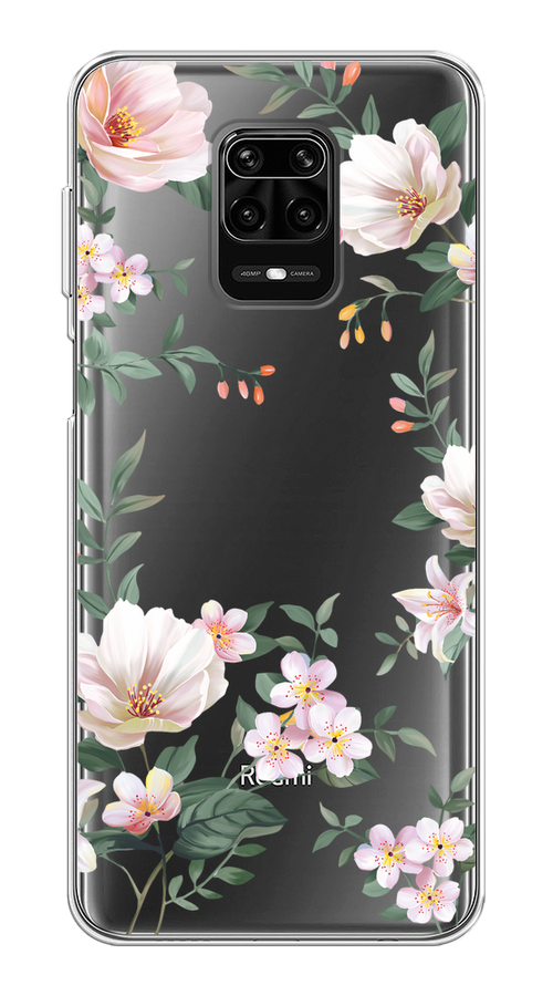 

Чехол на Xiaomi Redmi Note 9S/Note 9 Pro "Beautiful white flowers", Бежевый;зеленый, 38050-1