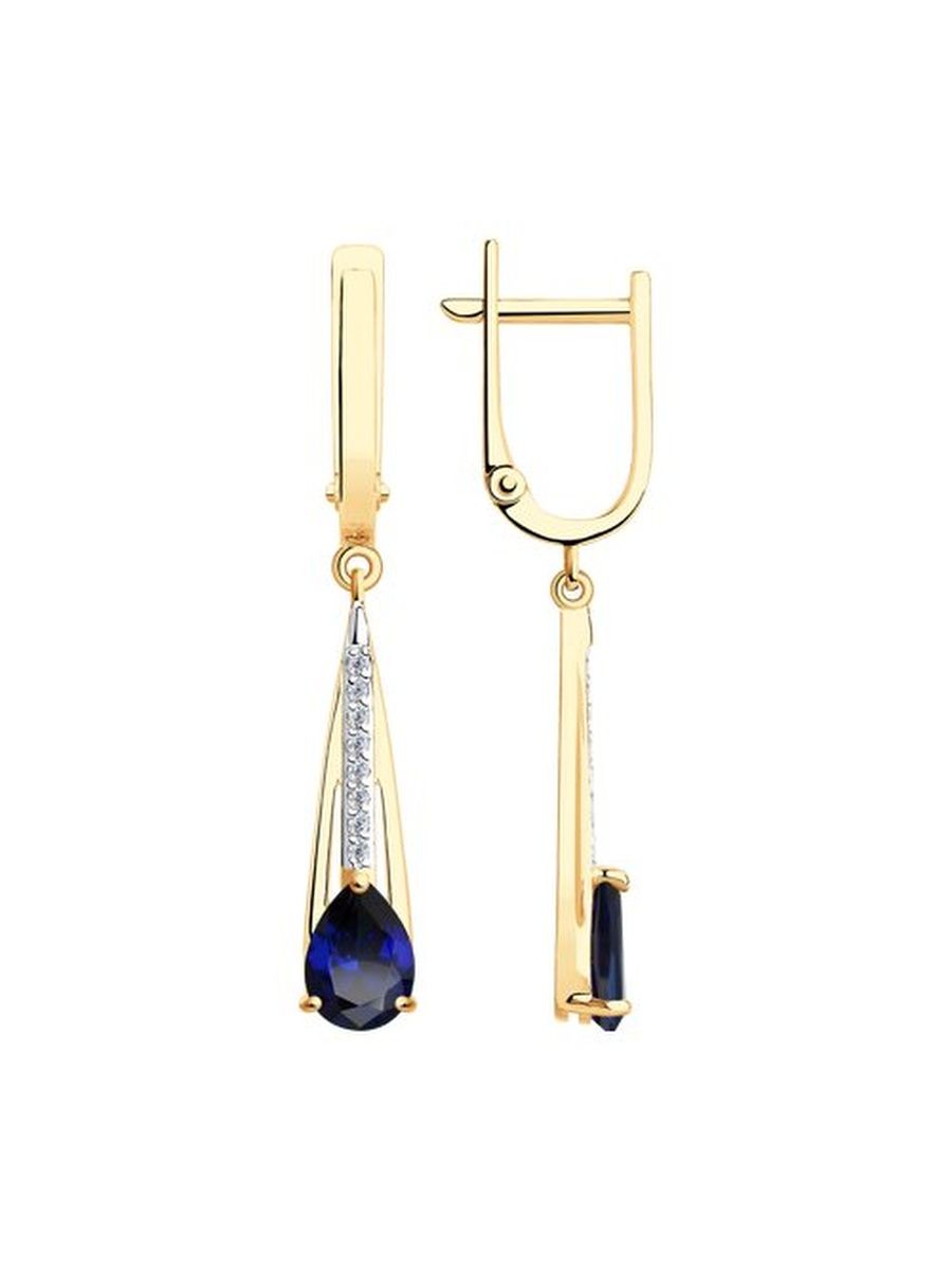 

Серьги из золота TEO MAORI 837728019, сапфир искусственный/фианит, 837728019