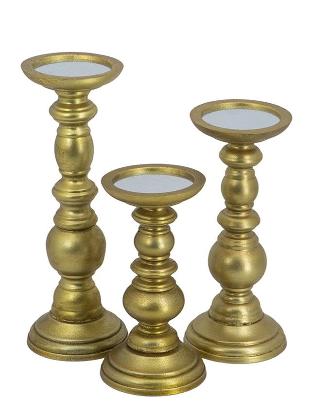 Подсвечники Glasar 480324-GOLD 11х11х30; 11х11х24; 11х11х20см 600015590554 золотистый