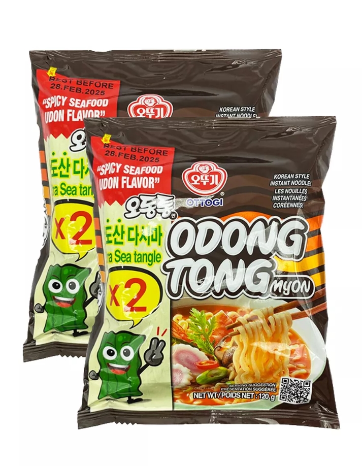 Лапша быстрого приготовления Nongshim Ottogi Odongtong вкус морепродуктов, 2 шт по 120 г