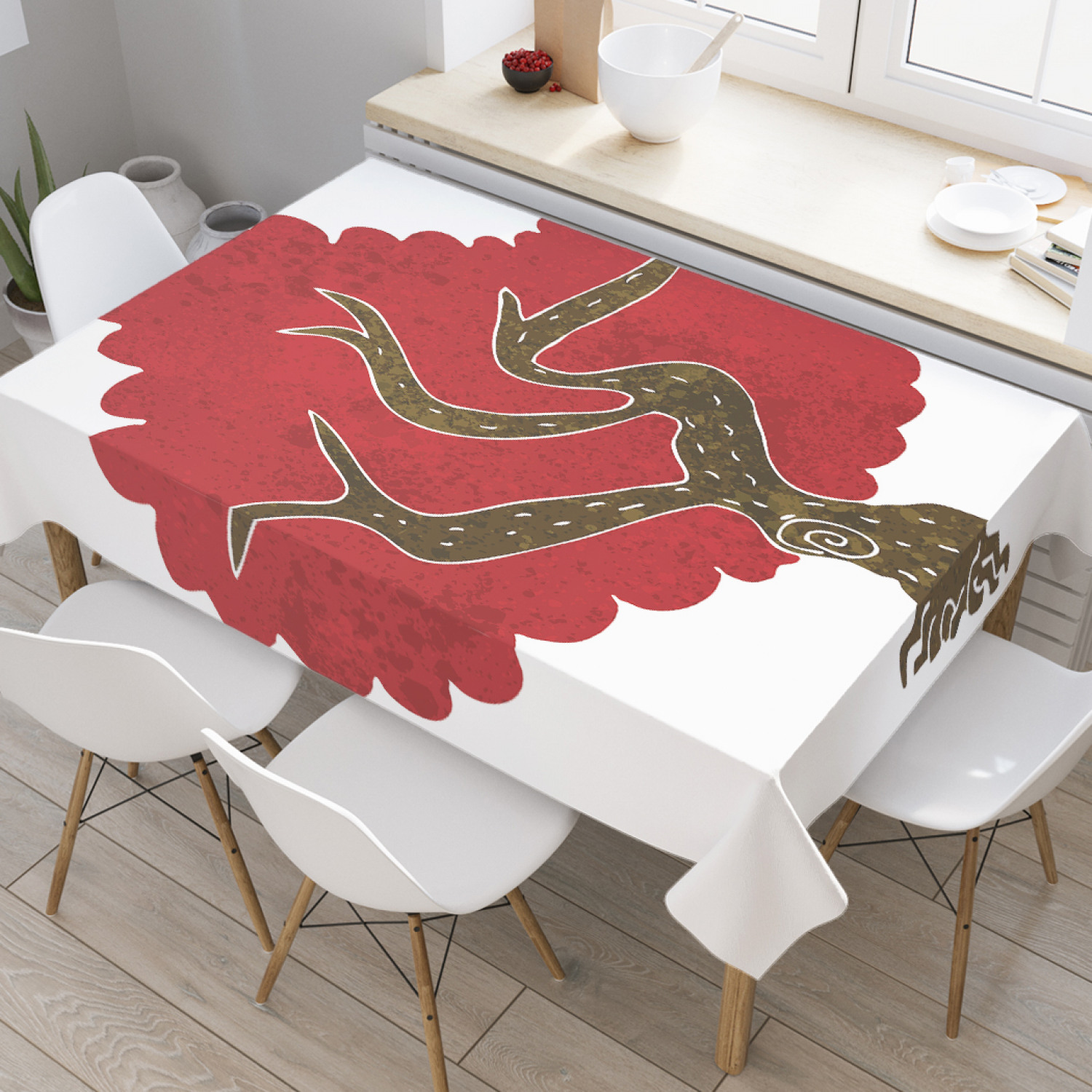 

Скатерть прямоугольная JoyArty "Древесный дым" из оксфорда, 120x145 см, Красный, Древесный дым