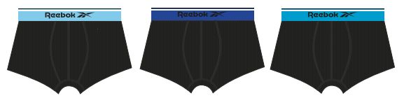 Комплект трусов мужских Reebok Mens Rbk Sports Trunks Perkins 3Pk черных S 3 шт