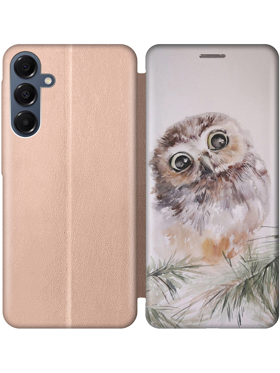 

Чехол-книжка на Samsung Galaxy A16 с принтом "Совенок" золотой, Золотистый;зеленый;коричневый;серый, 786721712