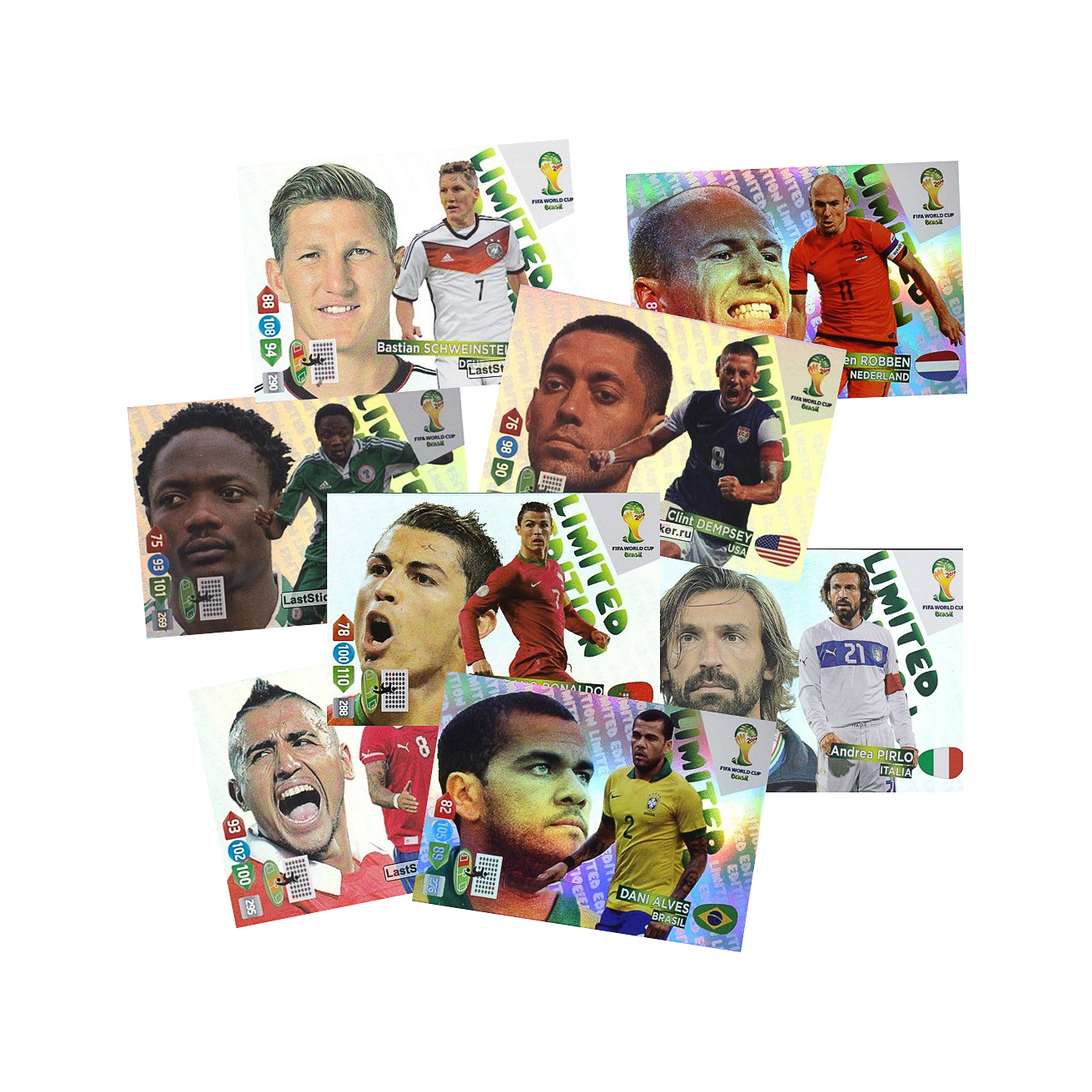 

Наклейки Panini FIFA 2014 World Cup Brazil Adrenalyn XL, Limited Edition, 66 карточек, FIFA 2014 World Cup Brazil Adrenalyn XL