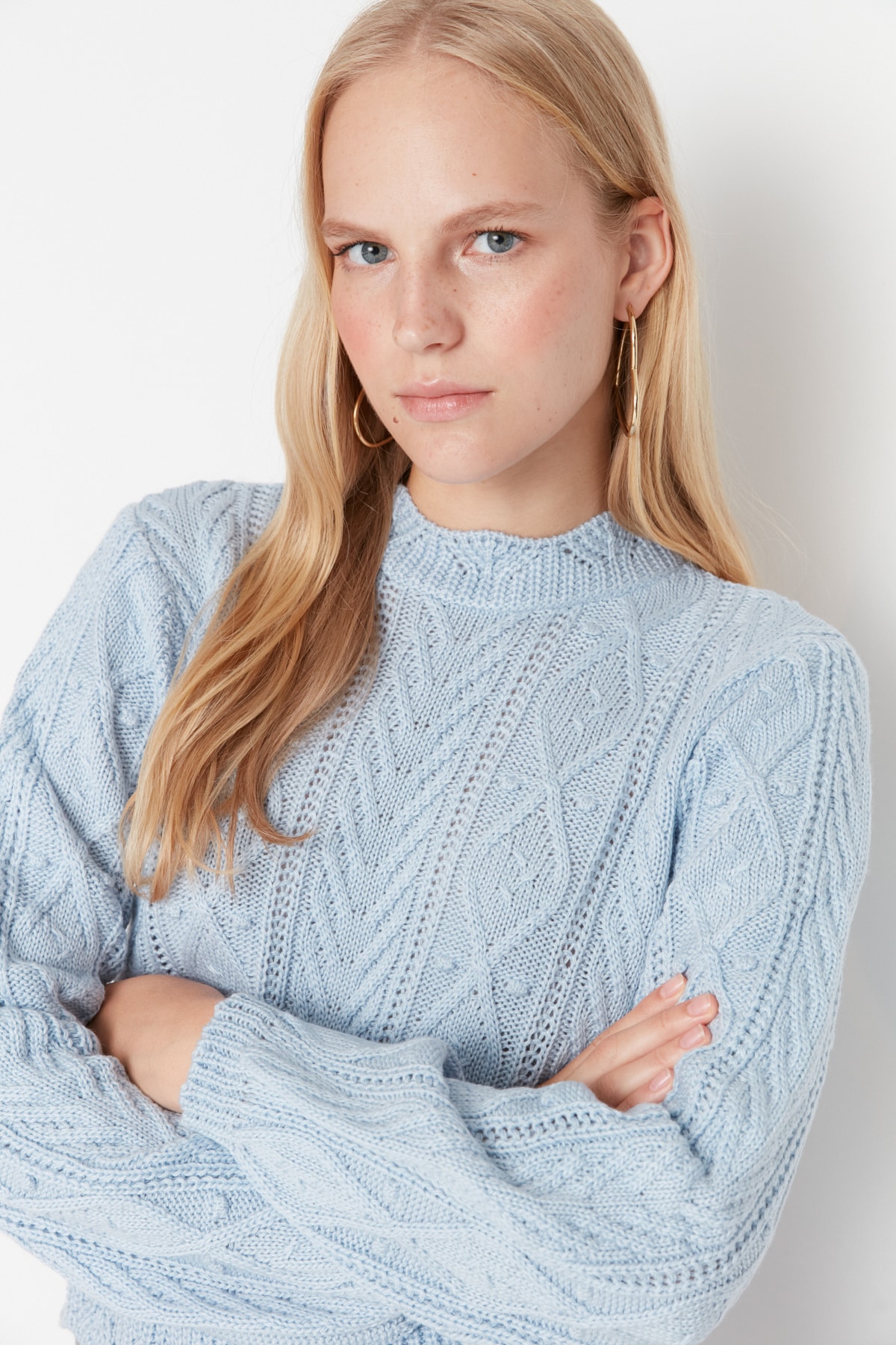 

Джемпер женский Trendyol TWOAW21KZ0438 голубой M, TWOAW21KZ0438