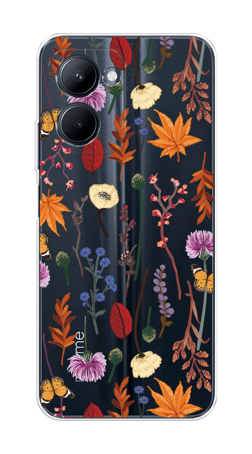 

Чехол на Realme C33 "Orange Purple flowers", Оранжевый;красный;розовый;желтый;прозрачный, 2511350-1