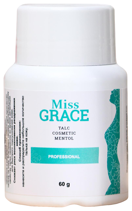 Тальк косметический Miss Grace Professional с ментолом для депиляции, 60 г 2925636