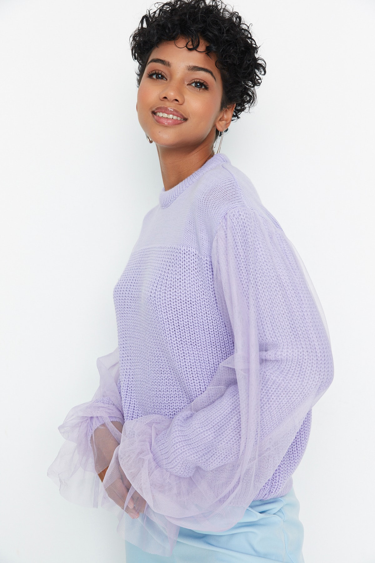 

Джемпер женский Trendyol TWOAW21KZ0242 фиолетовый L, TWOAW21KZ0242